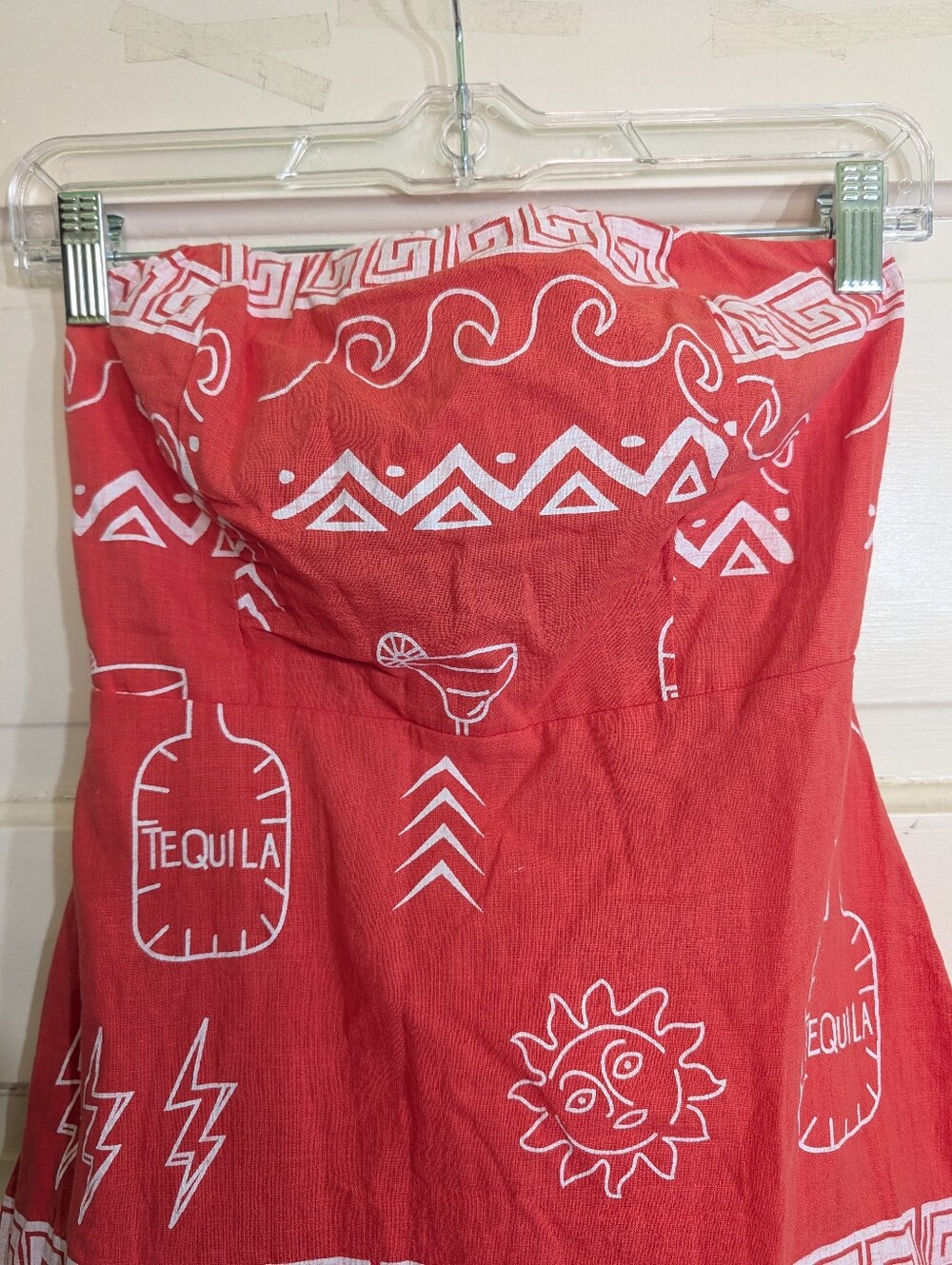 By Frankie XS Tequila Print Strapless Cotton Sundress Smocked Back - Picture 3 of 10